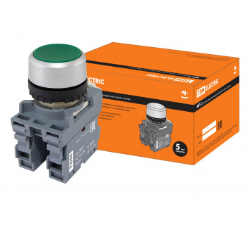 Кнопка с фиксацией MP2-20G в сборе d22мм 1з+1р зеленая TDM