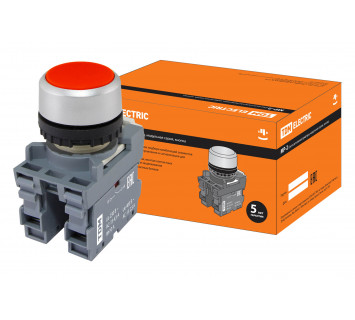 Кнопка с фиксацией MP2-20R в сборе d22мм 1з+1р красная TDM