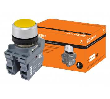 Кнопка с фиксацией MP2-20Y в сборе d22мм 1з+1р желтая TDM