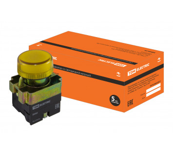 Лампа сигнальная SB2-BV65 с подсветкой 230 В LED, d22 мм, желтый, IP40 TDM