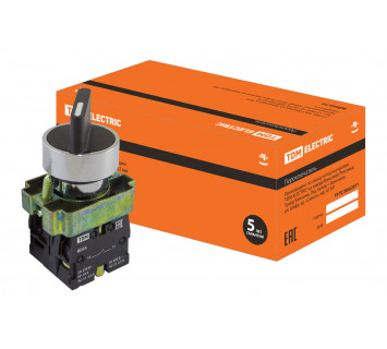 Перекл. 2 полож. SB2-BD25 с фиксацией, 1НО+1НЗ, стандарт., d22 мм, черный, IP40 TDM