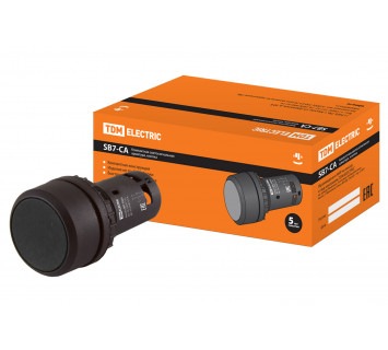 Кнопка SB7-CA25 с возвратом, 1НО+1НЗ, d22 мм, черная, IP54 TDM