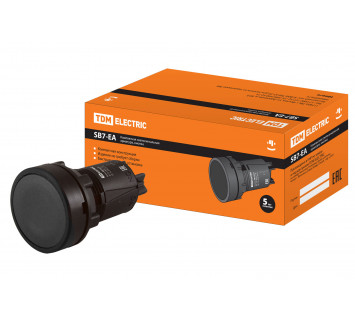 Кнопка SB7-EA21 с возвратом, 1НО, d22 мм, черная, IP40 TDM