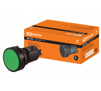 Кнопка SB7-EA31 с возвратом, 1НО, d22 мм, зеленая, IP40 TDM