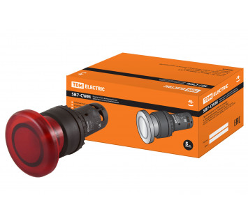 Кнопка грибовидная SB7-CWM42 с возвратом, 1НЗ, 24 В LED, d35 мм, красная, IP40 TDM