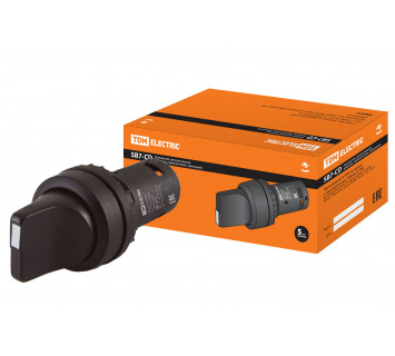 Перекл. 3 полож. SB7-CD33 с фиксацией, 2НО, d22 мм, черный, IP40 TDM