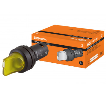 Перекл. 3 полож. SB7-CK3565 с фиксацией, 1з+1р, d22 мм, 220 В LED, желтый, IP40 TDM