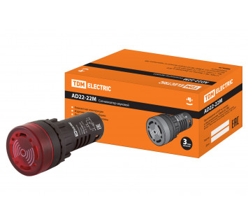 Сигнализатор звуковой AD22-22M/r31 d22 мм (LED) индикация 230 В AC красный TDM