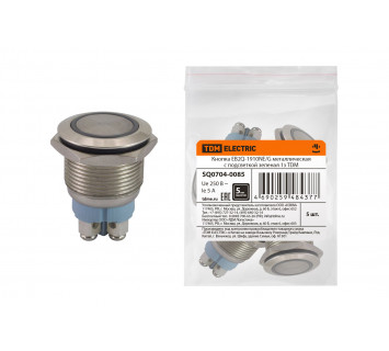 Кнопка EB2Q-1910NE/G металлическая с подсветкой зеленая 1з TDM