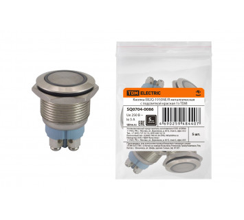 Кнопка EB2Q-1910NE/R металлическая с подсветкой красная 1з TDM