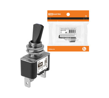 Выключатель-тумблер ASW-07D-2 1P 12В AC/DC 30А (3c) ON-OFF с фиксацией с синей LED подсветкой TDM