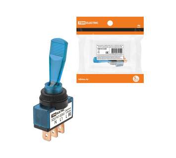 Выключатель-тумблер ASW-13D 1P 12В AC/DC 20А (3c) ON-OFF с фиксацией с синей LED подсветкой TDM