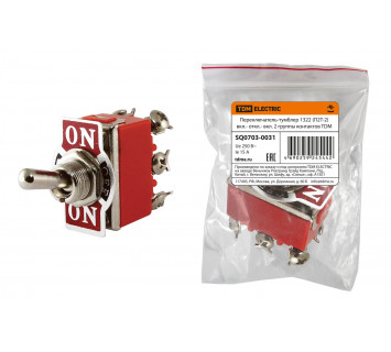 Переключатель-тумблер 1322 (П2Т-2) вкл.- откл.- вкл. 2 группы контактов TDM