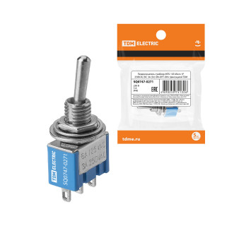 Переключатель-тумблер MTS-103 Micro 1P 250В AC/DC 3А (3c) ON-OFF-ON с фиксацией TDM
