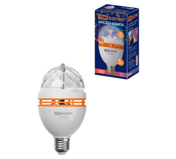 Диско-лампа ДЛ-01 с цоколем Е27, 3 Вт, RGB, 220 В, белый, TDM