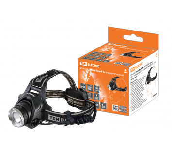 Фонарь «Налобный 8» аккумуляторный, 3Вт 1 светодиод CREE, Li-Ion 2x18650 2 Ач,  TDM