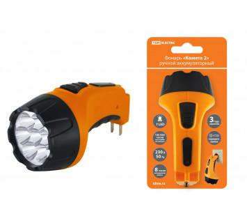 Фонарь «Комета 2» ручной аккумуляторный, 7 светодиодов, 0,8Ач 230В вилка, TDM