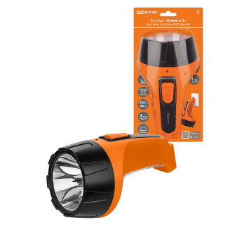 Фонарь «Комета 5» ручной аккумуляторный,  2 Вт 1 светодиод+10 SMD, 0,7 А*ч 230 В вилка, TDM