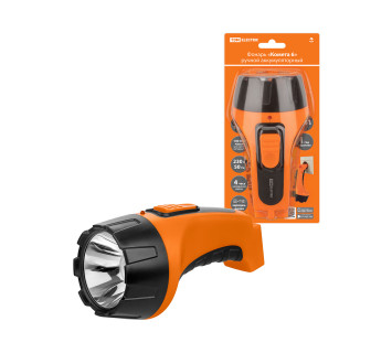 Фонарь «Комета 6» ручной аккумуляторный,  2 Вт 1 светодиод, 0,6 А*ч 230 В вилка, TDM