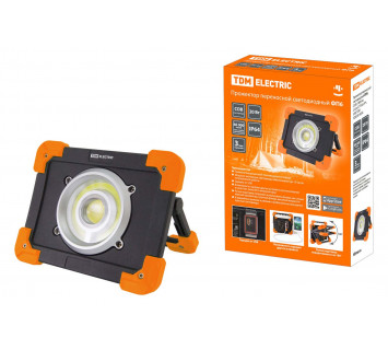 Прожектор переносной светодиодный ФП6, 20 Вт, 1800 лм, Li-Ion 3,7 B 6,6 A*ч, USB, TDM