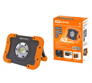 Прожектор переносной светодиодный ФП8, 10 Вт, 900 лм, Li-Ion 3,7 B 3 A*ч, USB, TDM