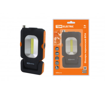 Фонарь переносной светодиодный ФП4, 1 Вт LED+3 Вт COB, 110 лм, 3хААА, магн., телескоп, TDM