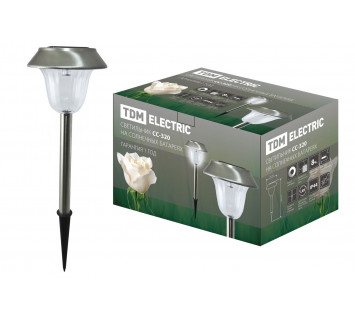 Светильник СС-320 на солнечных батареях, сталь, с выключателем, TDM