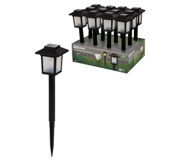 Светильник СП-337 на солнечной батарее, 7х7х34 см, пластик, черный,10 LED, ДБ, TDM