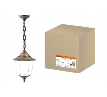 Светильник Прага Эл-11-70Б 60 Вт Е27 подвесной бронза, прозрачный плафон TDM