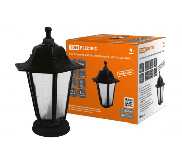 Светильник садово-парковый НТУ 06-60-001 шестигр., напольный, пластик, расс.пластик, черный TDM