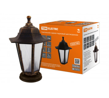 Светильник садово-парковый НТУ 06-60-001 шестигр., напольный, пластик, расс.пластик, бронза TDM