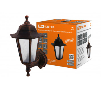 Светильник садово-парковый НБУ 06-60-001 шестигр., настенный, пластик, расс.пластик, медь TDM