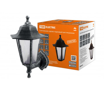 Светильник садово-парковый НБУ 06-60-001 шестигр., настенный, пластик, расс.пластик, серебро TDM