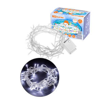 Гирлянда светодиодная СГ50Б5, белая, 5м, 8 режимов, 250 В, TDM