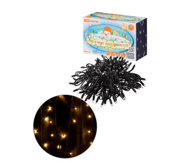 Гирлянда светодиодная СГУ100БТ10, 10м, 3000К, каучук чер., посл. подкл, IP65, 250 В, TDM