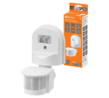 Датчик движения стена ДДС-01 1100Вт, 5-900с, 2-12м, 5+Лк, 180гр, IP44, TDM