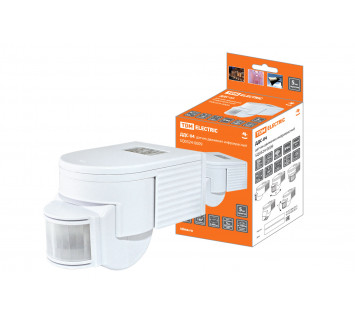 Датчик движения стена ДДС-04 1100Вт, 5-900с, 12м, 5+Лк, 180гр, IP44, TDM