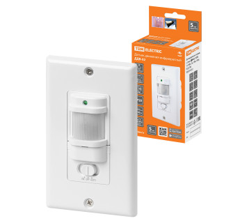 Датчик движения встраив. ДДВ-02 1200Вт, 10-1800с, 9м, 10Лк, 140гр, IP20, TDM