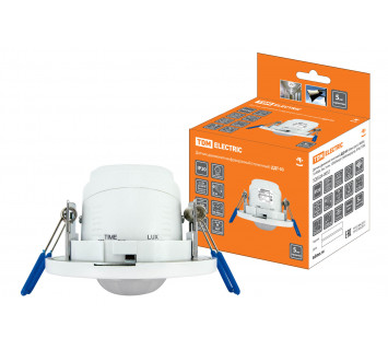 Датчик движения точечный ДДТ-03 65мм (рег), 800Вт, 10-900с, 6м, 3+лк, 120(сб.)+360(св.)гр, IP20, TDM