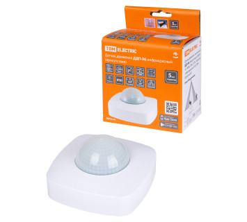 Датчик движения потол. ДДП-06 (присут.) 2000Вт, 10-1800с, 20м , 3+Лк, 180(сб.)+360(св.)гр, IP20, TDM