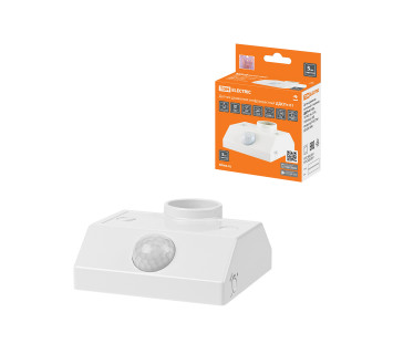 Датчик движения стена с патр. ДДСПт-01 60Вт, 10-300с, 6м, 3+Лк, 120(сбоку)+360(сверху)гр, IP20, TDM