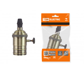 Патрон подвесной Е27 с выключателем, металлический 