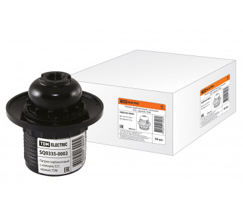 Патрон карболитовый с кольцом, Е27, черный, TDM