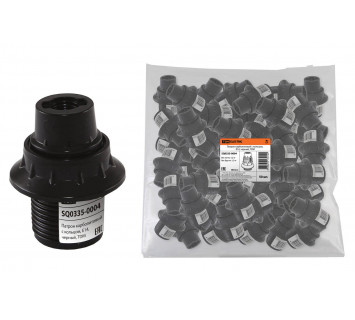 Патрон карболитовый с кольцом, Е14, черный, TDM