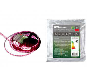 Лента светодиодная SMD2835-60 LED/м-IP20-12 В-4,8 Вт/м-красный (5 м) TDM
