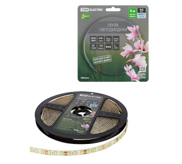 Лента светодиодная SMD2835-120 LED/м-IP65-12 В-9,6 Вт/м-4000 К (5 м) блистер TDM