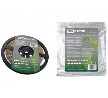 Лента светодиодная SMD3528-60-54-12-48-YE 60LED/м, IP54, 12В, 4,8Вт, желтый, TDM