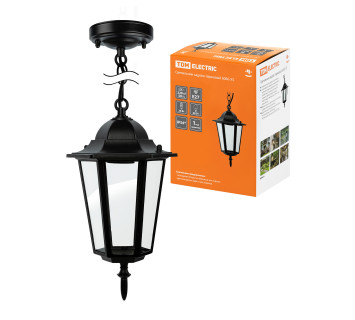 Светильник 6060-05 садово-парковый шестигранник, 60Вт, подвес, черный TDM