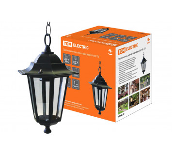 Светильник 6100-05 садово-парковый шестигранник, 100Вт, подвес, черный TDM