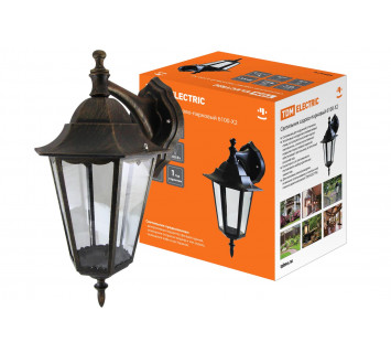 Светильник 6100-12 садово-парковый шестигранник, 100Вт, вниз, бронза TDM